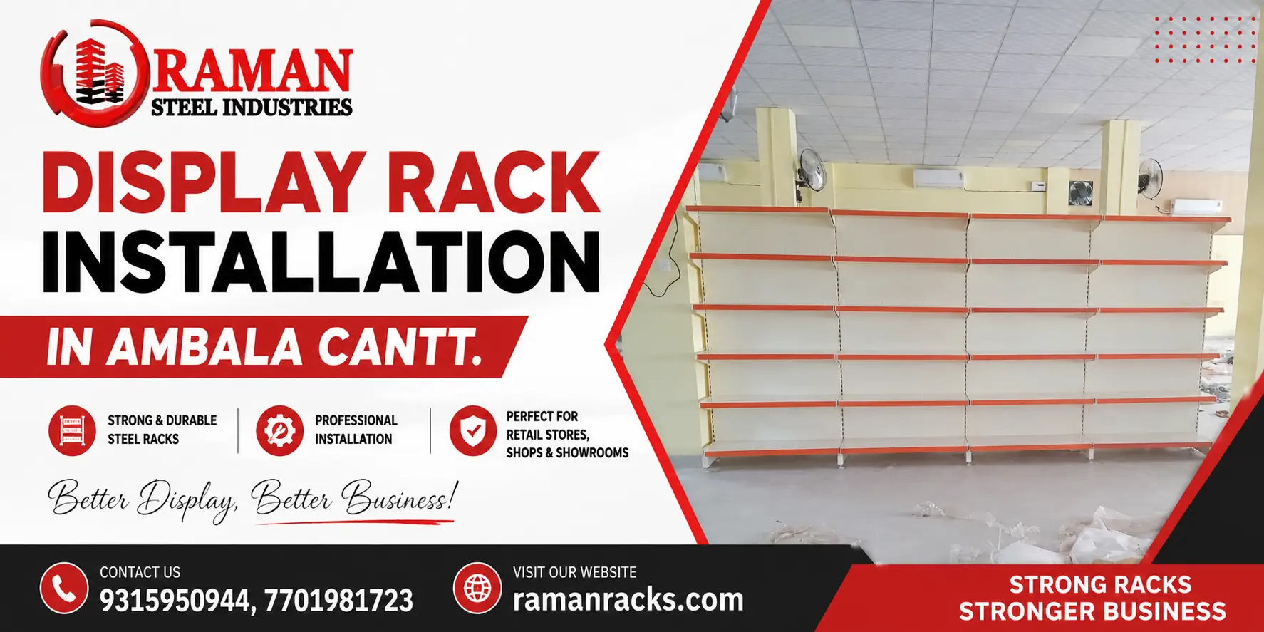 Display Rack Installation in Ambala Cantt Army Canteen – No.1Solutions